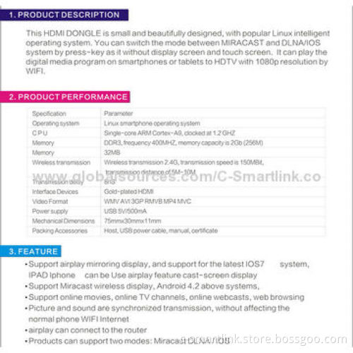 WiFi Dongles, Display TV Receiver with Mirror Mirroring. and HDMI transmitter, Converter, Switch